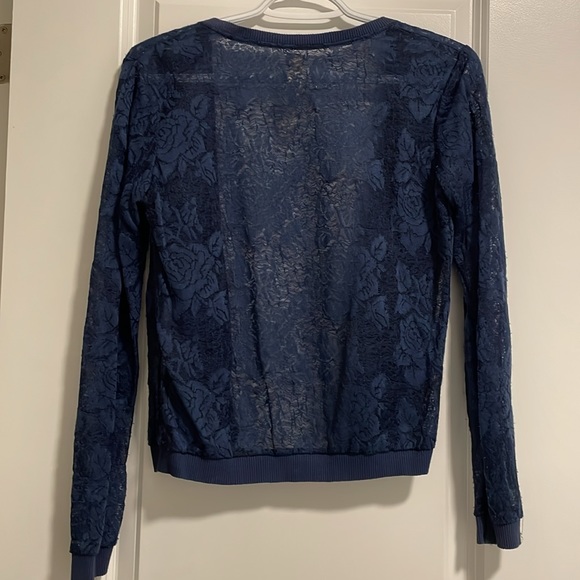 ZARA Navy Floral Pattern Cardigan - Picture 2 of 3